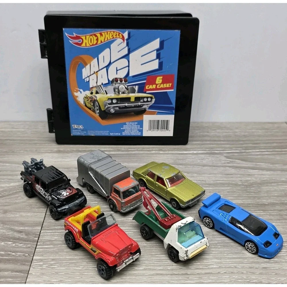 Hot Wheels 6 Car Case with 6 Hot wheel Cars Lot - Old To New Cars